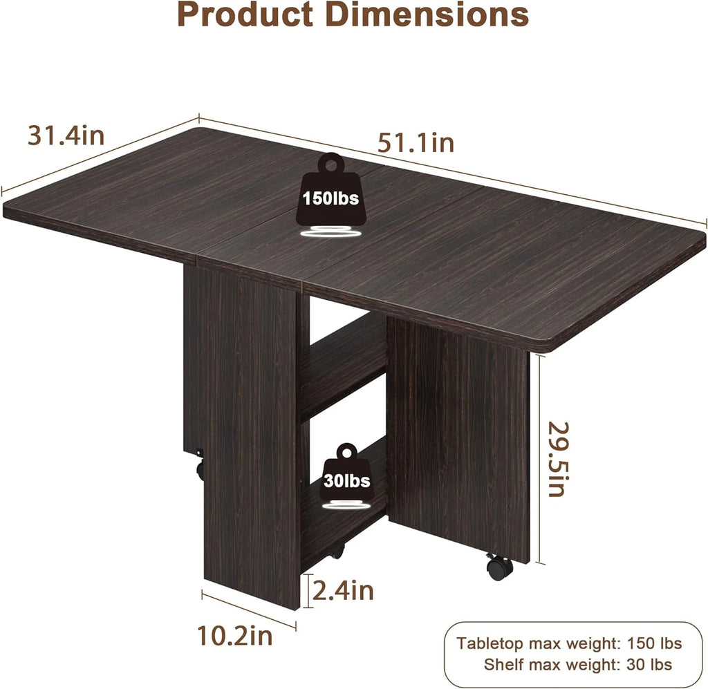 Space Saving Folding Dining Table with 2 Tier T736355