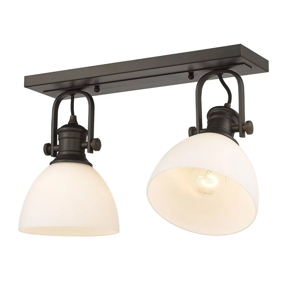 2 Light Semi-Flush Mount Pewter Seeded Glass I721