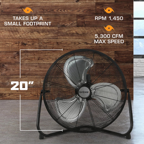 20 Inch High Velocity Metal Stand Fan, Black F155