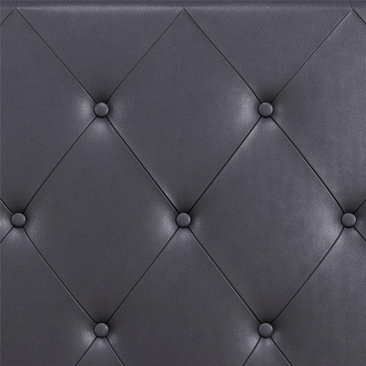 Queen Gray Faux Leather Upholstered Platform Bed V6554