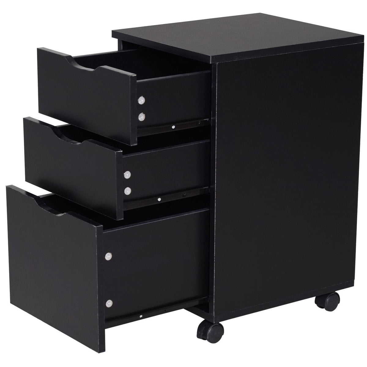 Black Wood Grain 3 Drawer Rolling File Cabinet I928593