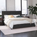 Queen Gray Faux Leather Upholstered Platform Bed V6554
