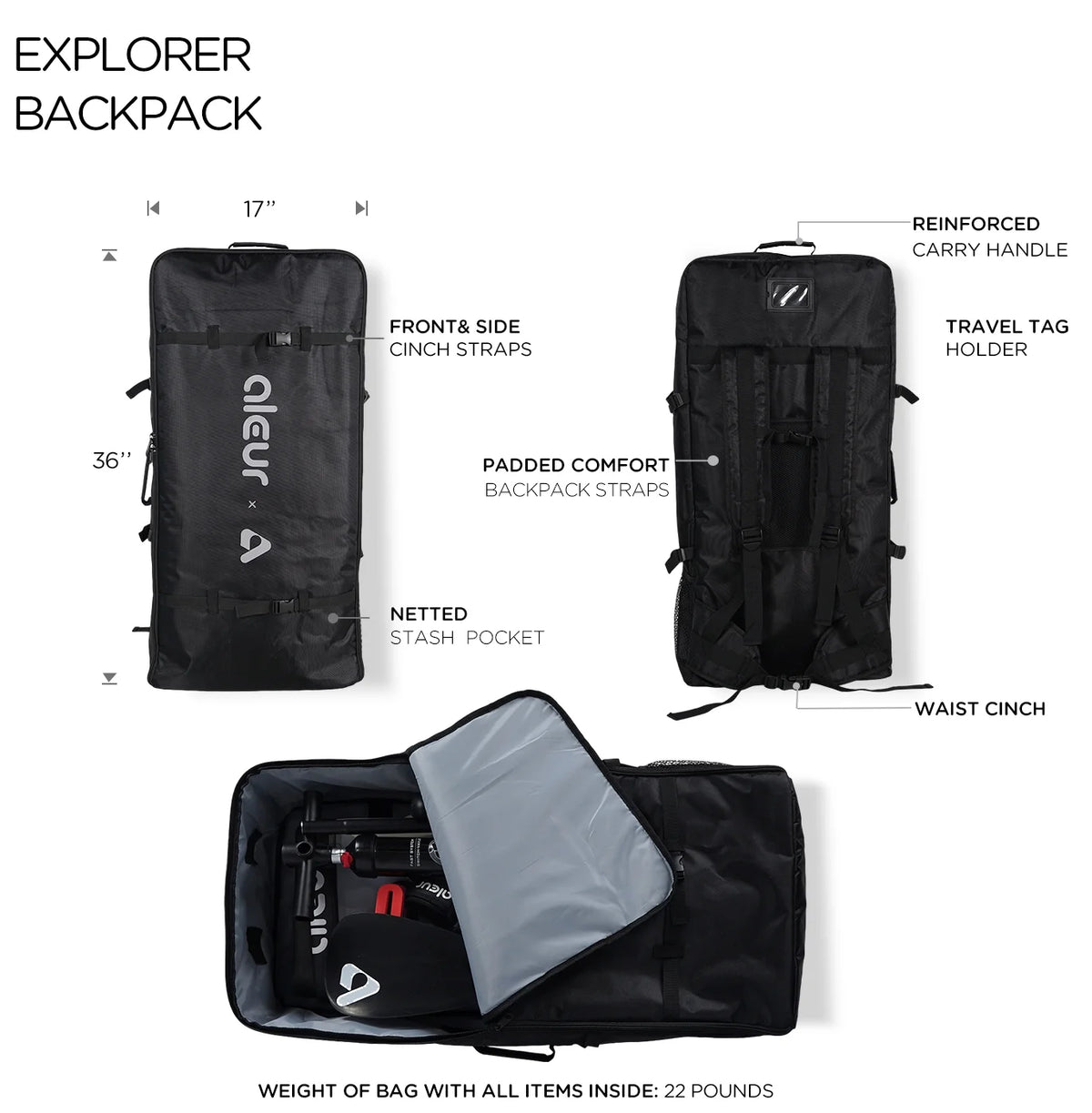 Inflatable Stand Up Paddle Board Package with Backpack, Leash, Paddle and Hand Pump U734