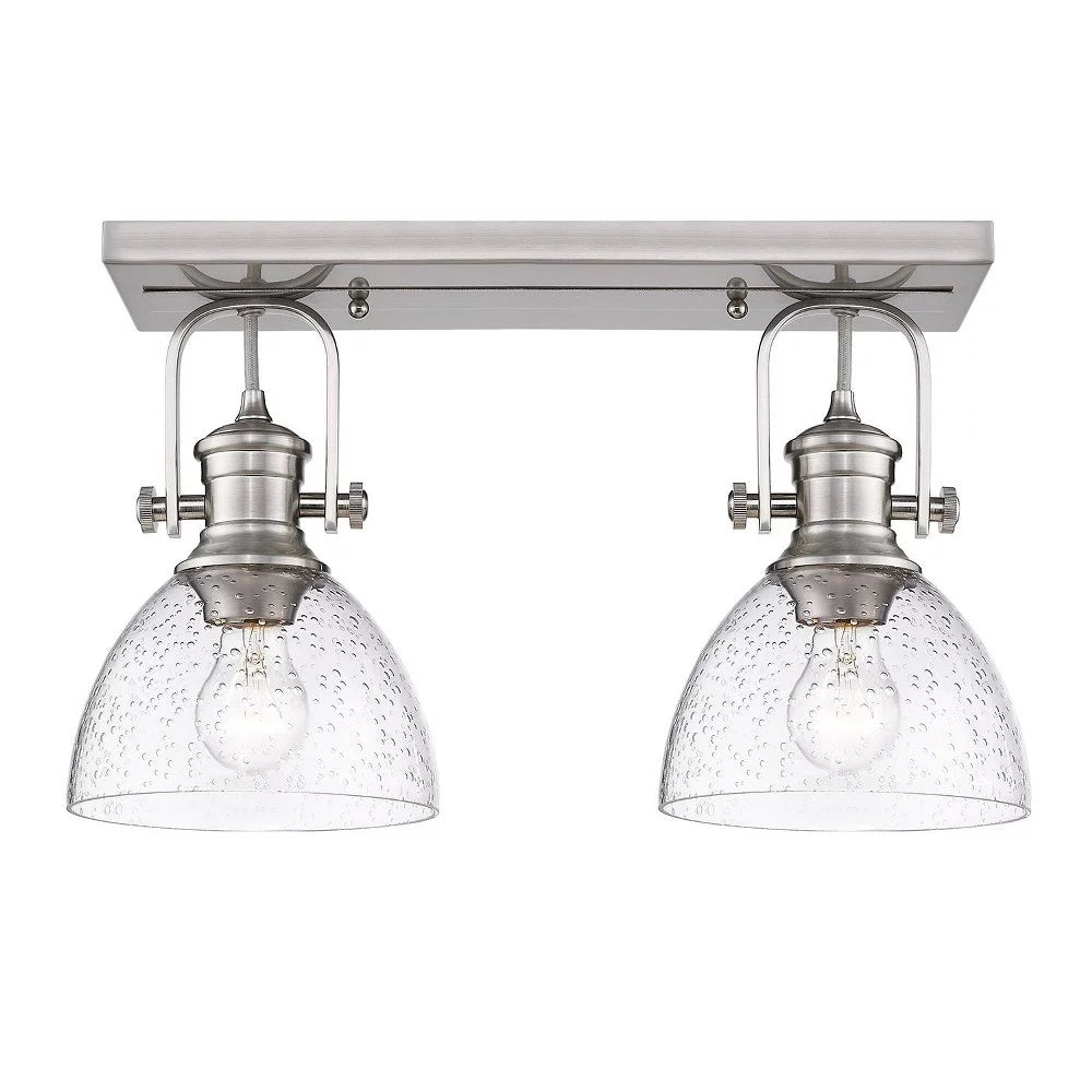 2 Light Semi-Flush Mount Pewter Seeded Glass I721