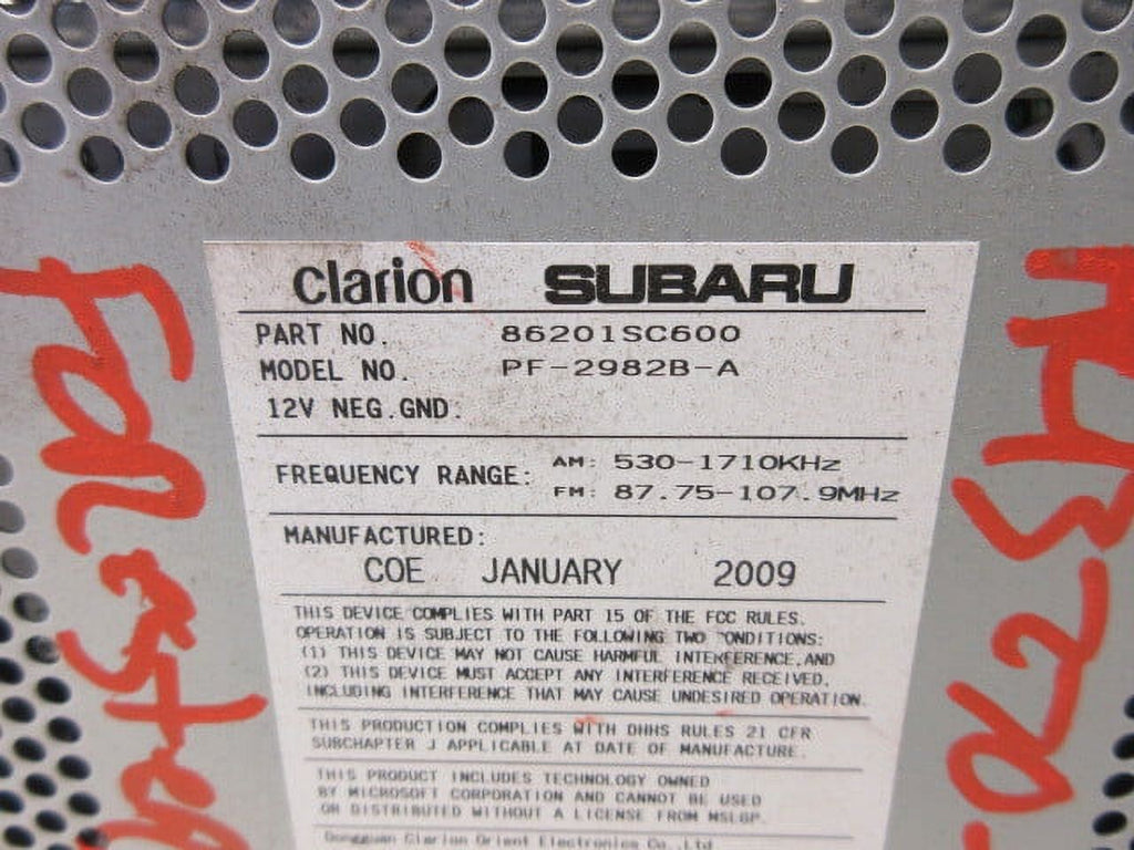 2009-2013 Subaru Forester AM FM CD Mp3 Radio Receiver R5823