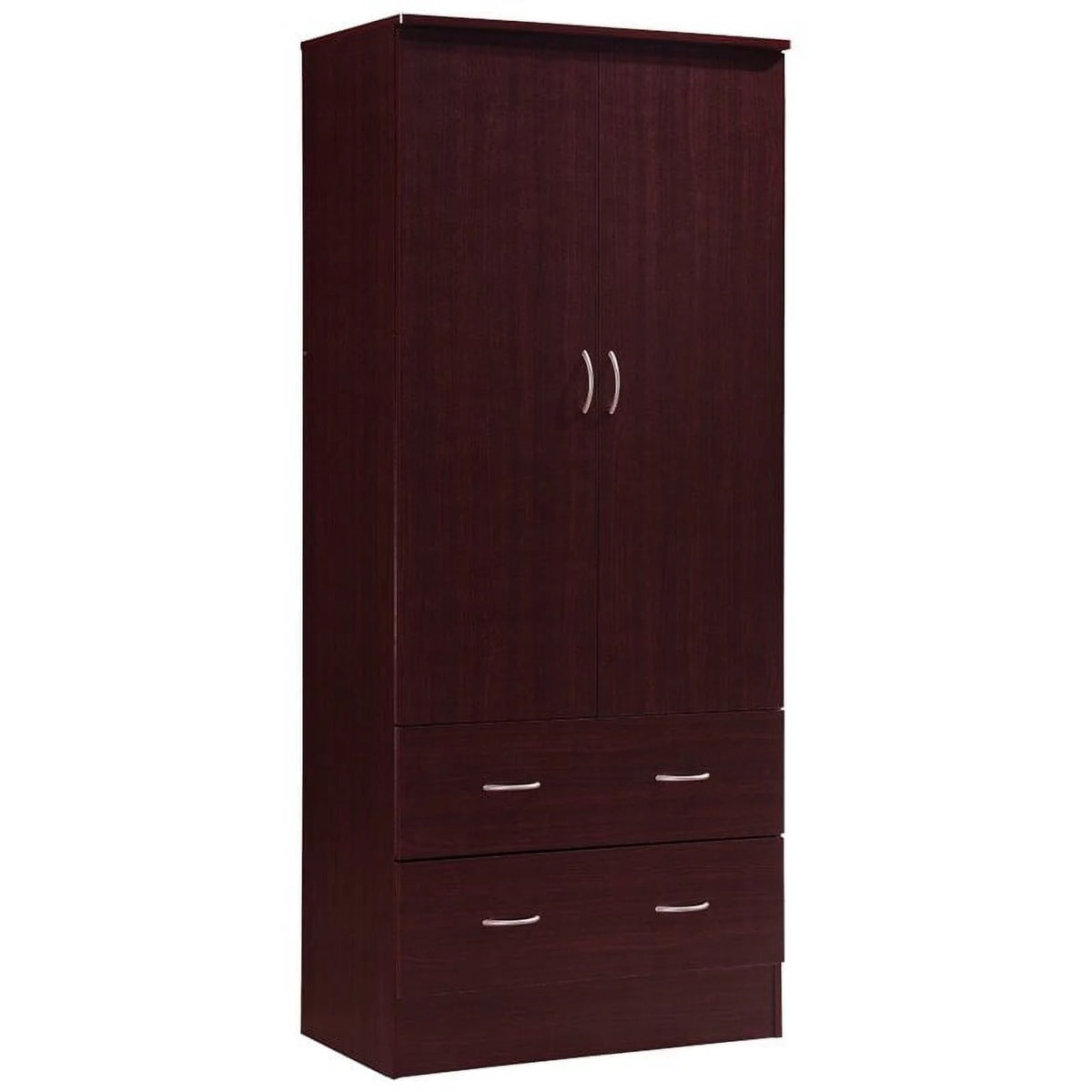 2 Piece Bedroom Set with Captain Bed and 2 Door Armoire in Mahogany L274