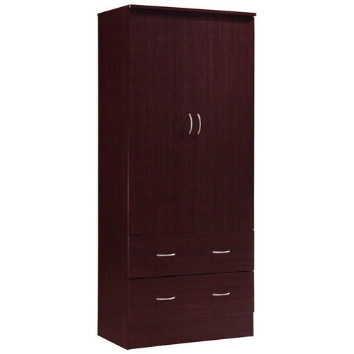 2 Piece Bedroom Set with Captain Bed and 2 Door Armoire in Mahogany L274