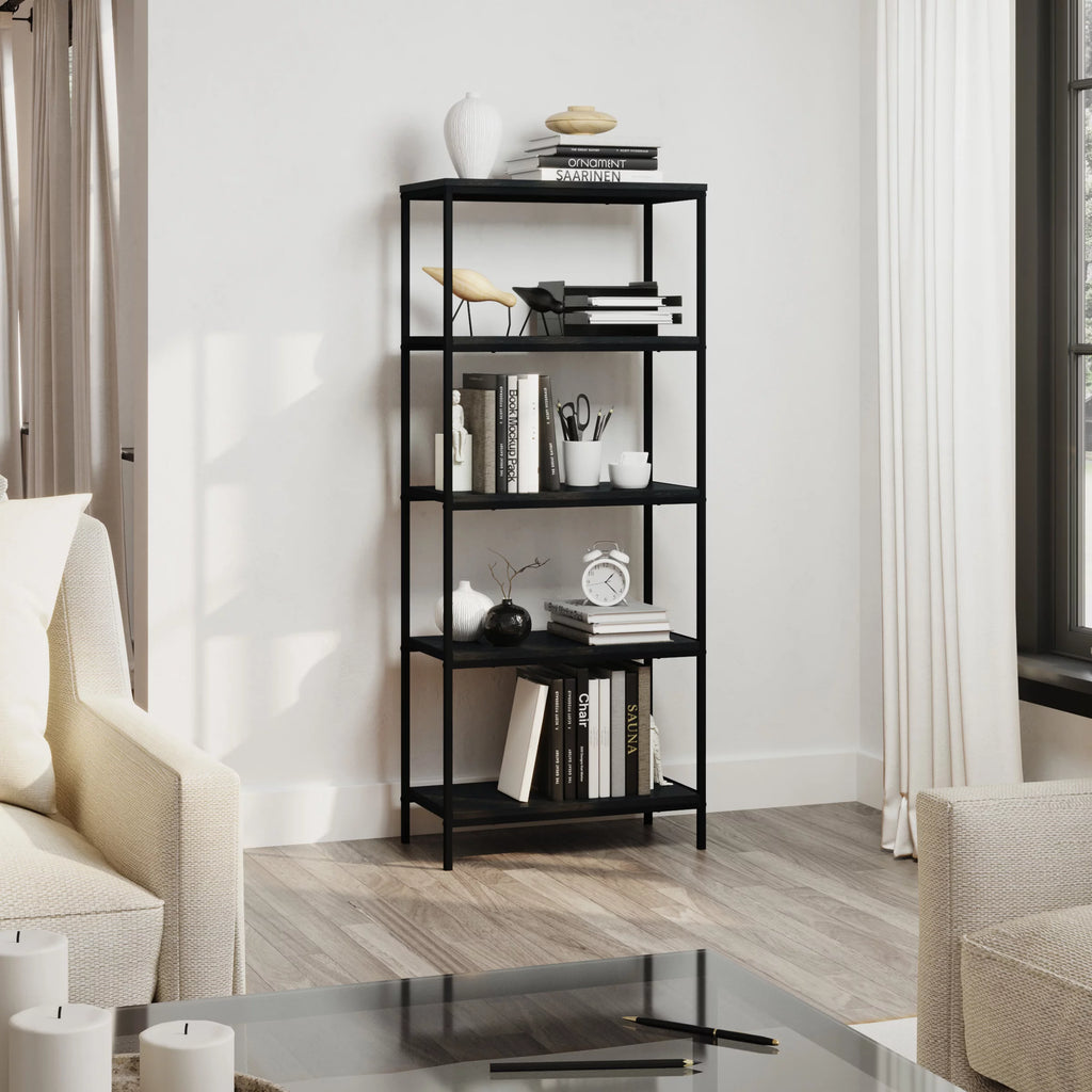 5-Tier Black Woodgrain Bookshelf S61864
