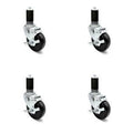 4 x 1.25 inch Hard Rubber Wheel Swivel Casters with Expanding Stem with Brake, Set of 4 L690762