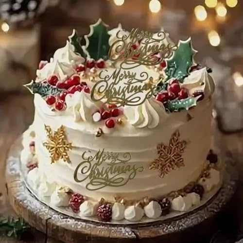 Gold Acrylic Mirror Christmas Cake Toppers 10Pcs P51291