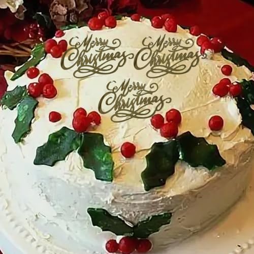 Gold Acrylic Mirror Christmas Cake Toppers 10Pcs P51291