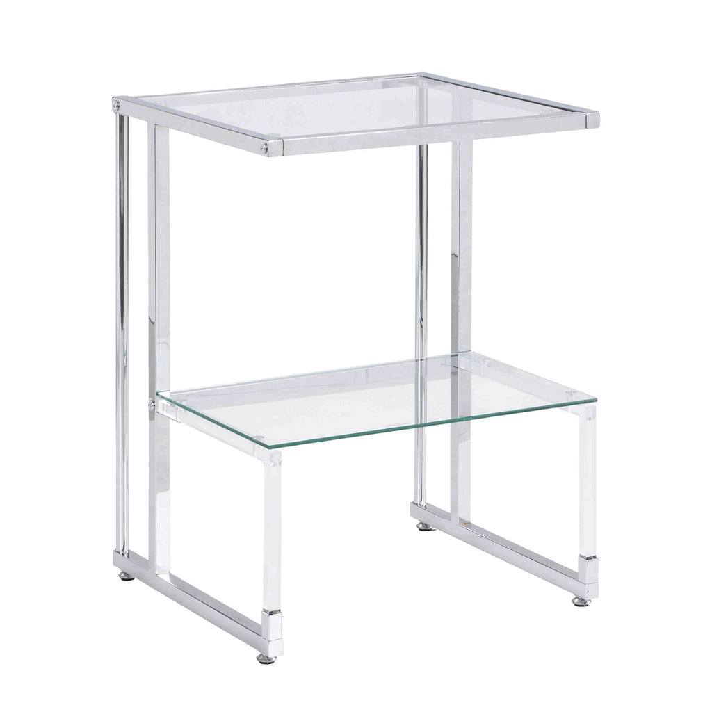 Chrome 2-Tier Acrylic Glass Top C Shape Side Table T813677
