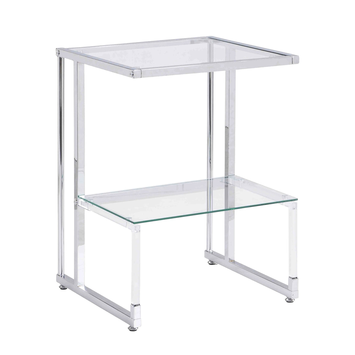 Chrome 2-Tier Acrylic Glass Top C Shape Side Table T813677