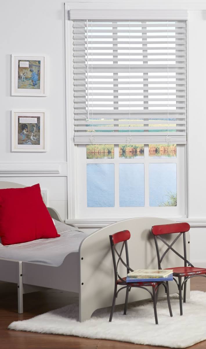 Cordless Faux Wood Blind White 60.5 x 64 in. R7769