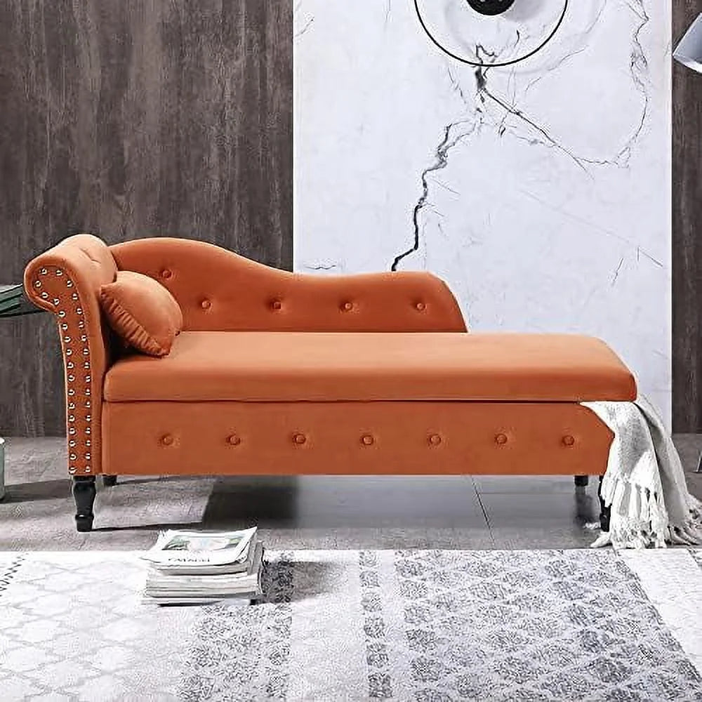 60.6" Tufted Velvet Indoor Chaise Lounge Chair E828082