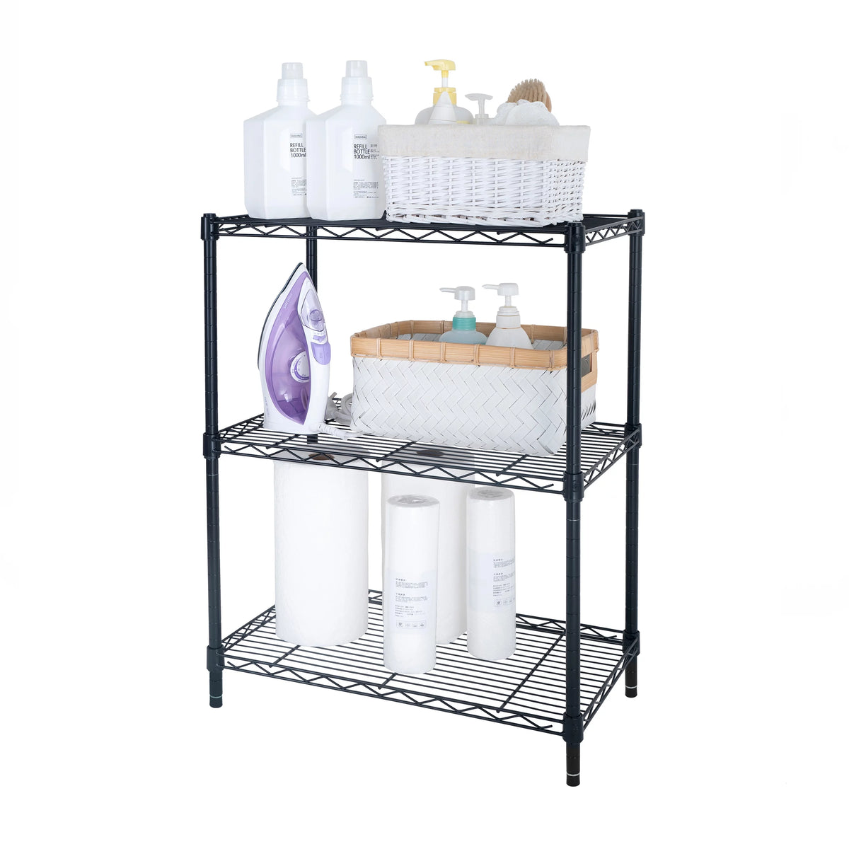 3-Tier Black Wire Shelving Rack M817009