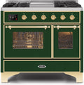 40 Dual Fuel Propane Gas Range Emerald Green Brass Trim M197