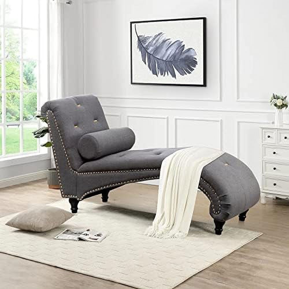 Gray Upholstered Chaise Lounge Chair L759